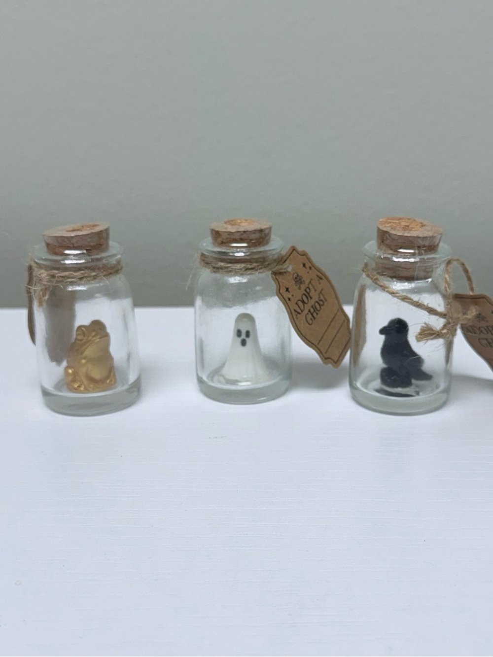 New! Set of 3 Jar Collectibles from Bullseye's Playground- Ghost, Toad, & Raven